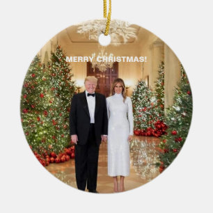 ORNAMENTO DE CERÂMICA MERRY CHRISTMAS TRUMP ORNAGEM
