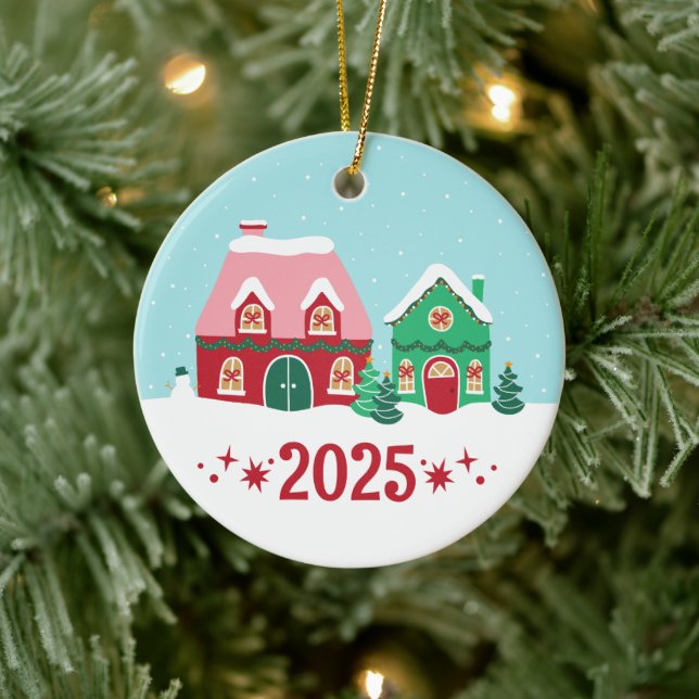 Ornamento De Cerâmica Merry Christmas Village Annual Ornament (Árvore)