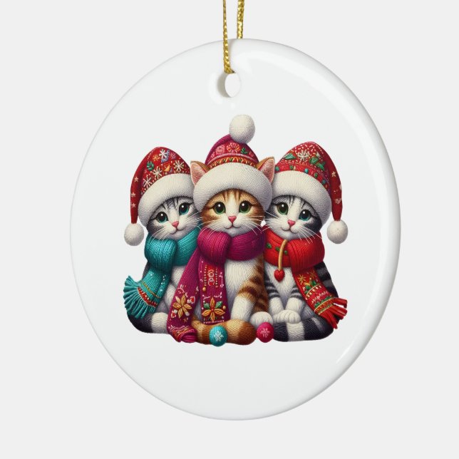 Ornamento De Cerâmica Merry Christmas Yarn Cat Ornament  (Esquerda)