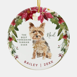 Ornamento De Cerâmica Merry Christmas Yorkshire Terrier Adicionar Cãe