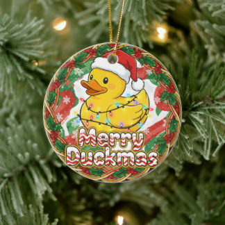 Ornamento De Cerâmica Merry Duckmas Funny Santa Rubber Duck Christmas