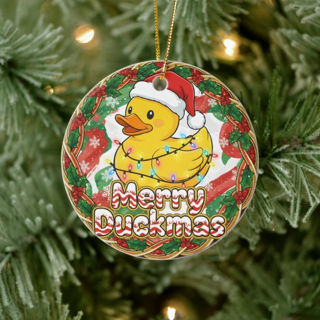 Ornamento De Cerâmica Merry Duckmas Funny Santa Rubber Duck Christmas (Árvore)
