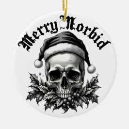 Ornamento De Cerâmica Merry Morbid Gothic Skull Ornament