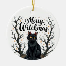 Ornamento De Cerâmica Merry Witchmas Black Cat Ornament