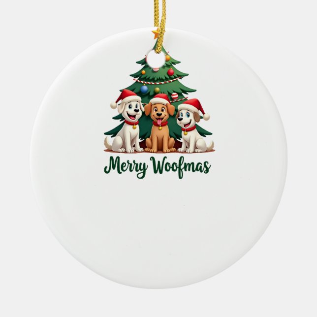 Ornamento De Cerâmica Merry Woofmas (2) (Frente)