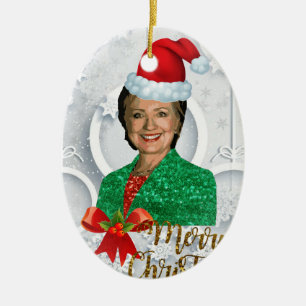 Ornamento De Cerâmica merry xmas Hillary clinton