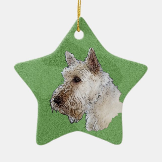 Ornamento De Cerâmica Merry Xmas Scottish Terrier (Wheaten) (Frente)