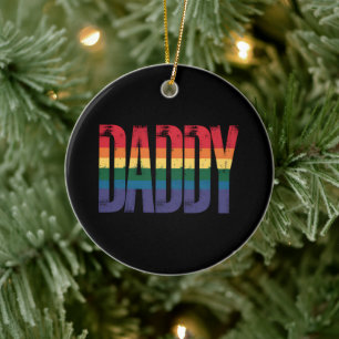 Ornamento De Cerâmica Mês do Orgulho Gay do Papai Dia dos Pais LGBTQ Arc