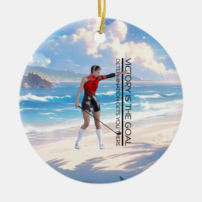 Ornamento De Cerâmica Meta de vitória do Golf TOP (Frente)