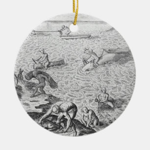 Ornamento De Cerâmica Método indiano americano da baleação, de uma co