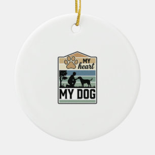 Ornamento De Cerâmica Meu Coração Meu Cachorro Desenho Antigo Amante de 