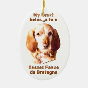 Ornamento De Cerâmica Meu Coração Pertence A Um Basset Fauve De Bretag