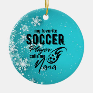 Ornamento De Cerâmica Meu futebol favorito me chama de Nana com bola