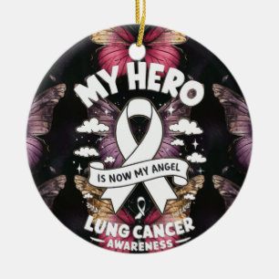 Ornamento De Cerâmica Meu herói agora é minha consciência de cancer pulm