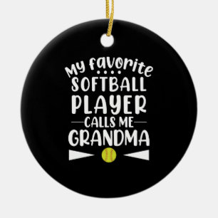 Ornamento De Cerâmica Meu jogador de softball favorito me chama de vovó