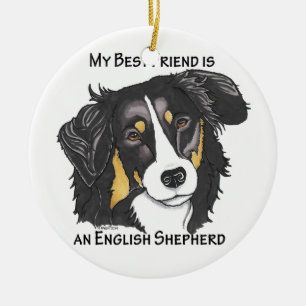Ornamento De Cerâmica Meu melhor amigo é um pastor do inglês da Tri co