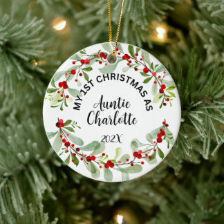 Ornamento De Cerâmica Meu Natal de 1rua como tia, Foto, Personalizada