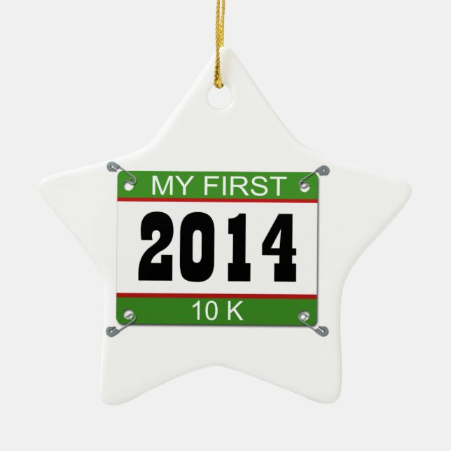 Ornamento De Cerâmica Meu primeiro 10K - 2014 (Frente)