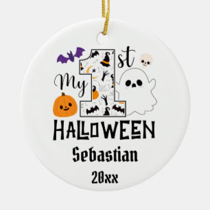 Ornamento De Cerâmica meu primeiro bebê de halloween com nome personali