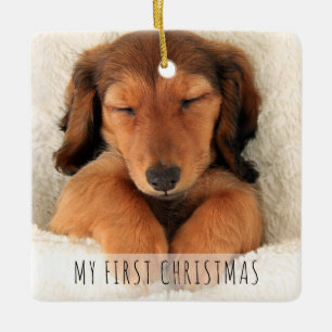 Ornamento De Cerâmica Meu Primeiro Cachorro de Natal Foto Totalmente Cob