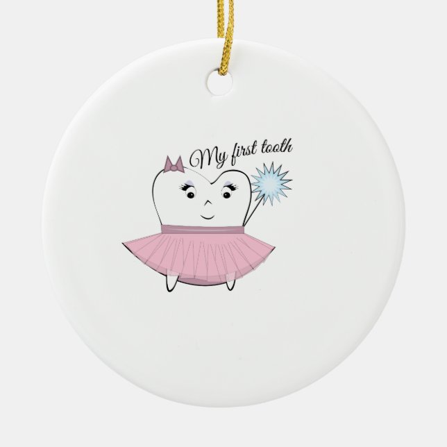 Ornamento De Cerâmica Meu primeiro dente (Frente)
