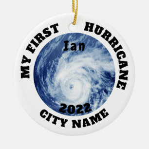Ornamento De Cerâmica Meu Primeiro Furacão Ian Custom Florida City Name