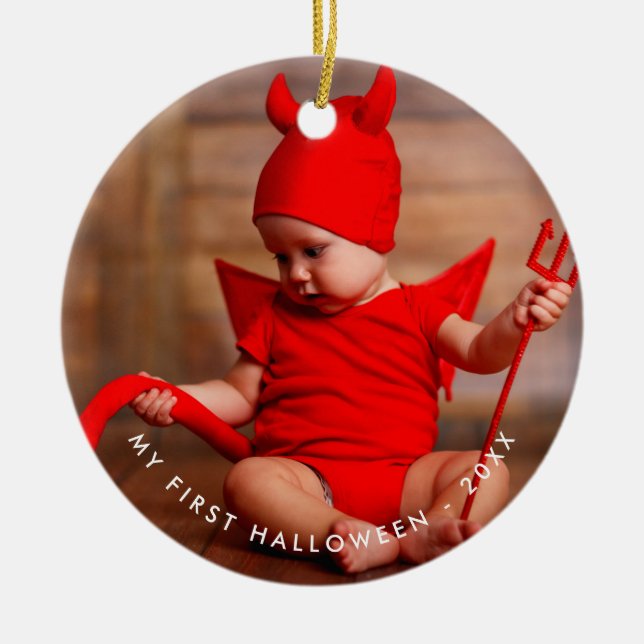 Ornamento De Cerâmica Meu Primeiro Halloween (Frente)