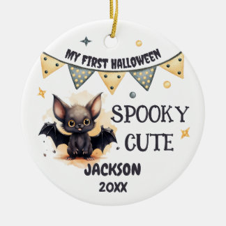 Ornamento De Cerâmica Meu Primeiro Halloween - Morcego de Bebê Fofo Pers