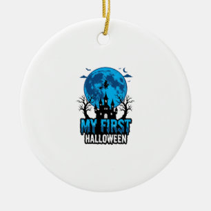 Ornamento De Cerâmica Meu Primeiro Halloween Vintage Castelo Assombrado