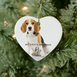 Ornamento De Cerâmica Meu Primeiro Natal 2 Cachorro Gato Foto