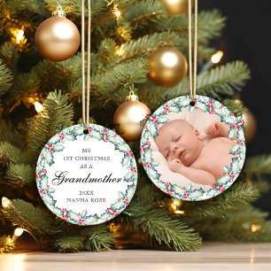 Ornamento De Cerâmica Meu Primeiro Natal-Avó, Lembrança de Foto