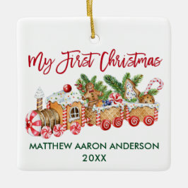 Ornamento De Cerâmica Meu Primeiro Natal Bebê Pão De Gingerpão