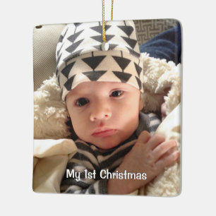 Ornamento De Cerâmica Meu Primeiro Natal Blue Tiny DOTS Baby Boy Foto