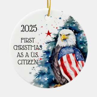 Ornamento De Cerâmica Meu Primeiro Natal, Cidadão Americano Ornament Eag