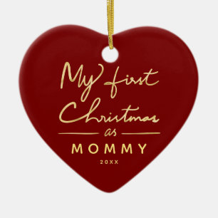 Ornamento De Cerâmica Meu primeiro Natal como a foto do bebê das mamãe