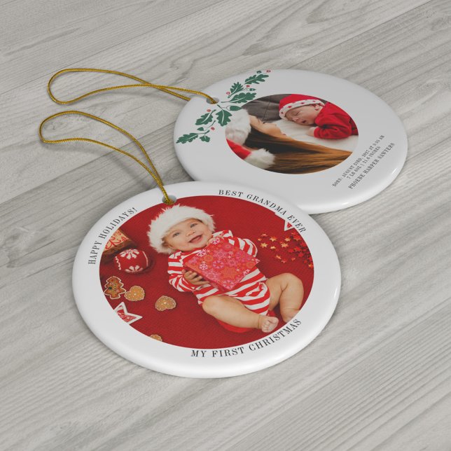 Ornamento De Cerâmica Meu Primeiro Natal como a Vovó Bebê Foto (Criador carregado)