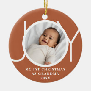 Ornamento De Cerâmica Meu Primeiro Natal Como Avó Alegria Foto Terracota