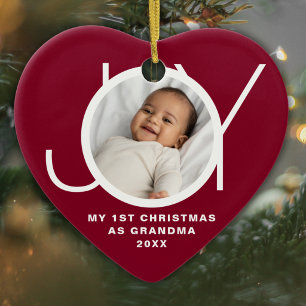 Ornamento De Cerâmica Meu Primeiro Natal como Avó Foto Marrom