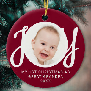 Ornamento De Cerâmica Meu Primeiro Natal como Bisavô Foto Marrom 