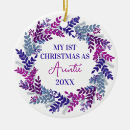 Ornamento De Cerâmica Meu Primeiro Natal como Tia Ano Roxo
