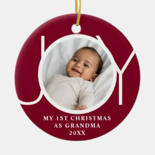 Ornamento De Cerâmica Meu Primeiro Natal Como Vovó Joy Foto Marrom Escur