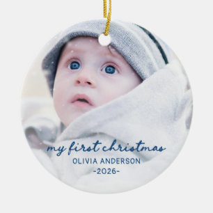 Ornamento De Cerâmica Meu primeiro Natal Cute Foto de Bebê Caprichosa