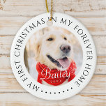 Ornamento De Cerâmica Meu Primeiro Natal para sempre - Foto Moderna de P<br><div class="desc">Este design simples e clássico é composto por tipografia serif e adiciona uma foto personalizada. "Meu Primeiro Natal em minha casa para sempre" rodeia a foto personalizada.</div>