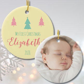 Ornamento De Cerâmica Meu Primeiro Pedido de Natal - Nome e Ano Personal