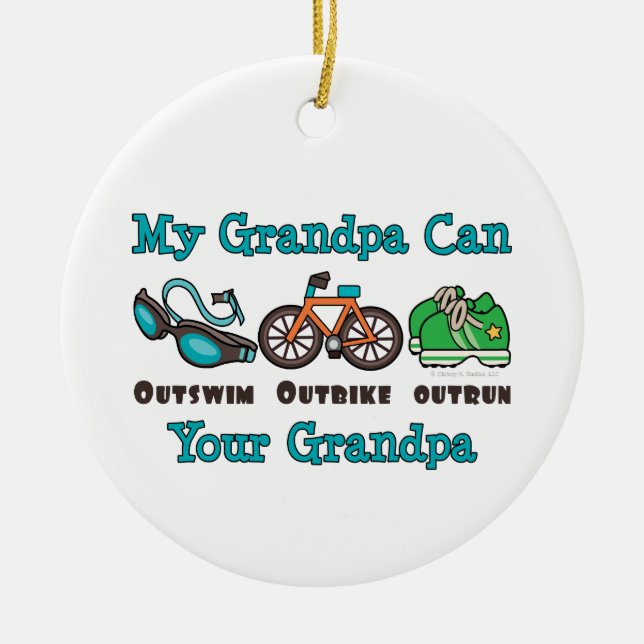 Ornamento De Cerâmica Meu vovô pode Outswim o Triathlon Outrun Outbike (Frente)