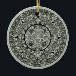 Ornamento De Cerâmica Mexican Aztec Sun Stone Mayan Calendar 1<br><div class="desc">Spirit graphic design by EDDA Fröhlich / EDDArt | Mexican Aztec Sun Stone Mayan Calendar in grunge style. | You miss other colors or products with this design? Feel free to contact me: contact@eddart.de or have a look here: www.zazzle.com/store/eddartshop | SPREAD YOUR MAYAN MESSAGE!</div>