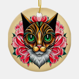 Ornamento De Cerâmica MexiCat: Um Tigre Tale em Arte Folclórica