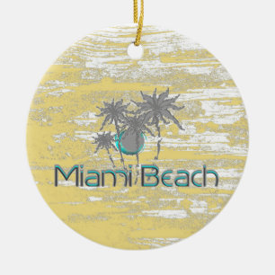 Ornamento De Cerâmica Miami-Beach, Flórida, Palmas, Grunge Legal