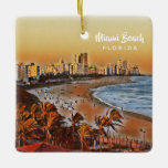 Ornamento De Cerâmica Miami Beach Flórida Vintage Watercolor Art<br><div class="desc">Miami Beach Flórida Vintage Watercolor Art</div>