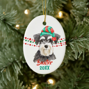 Ornamento De Cerâmica Miçangas de Cadeia de Feriados de Natal Schnauzer